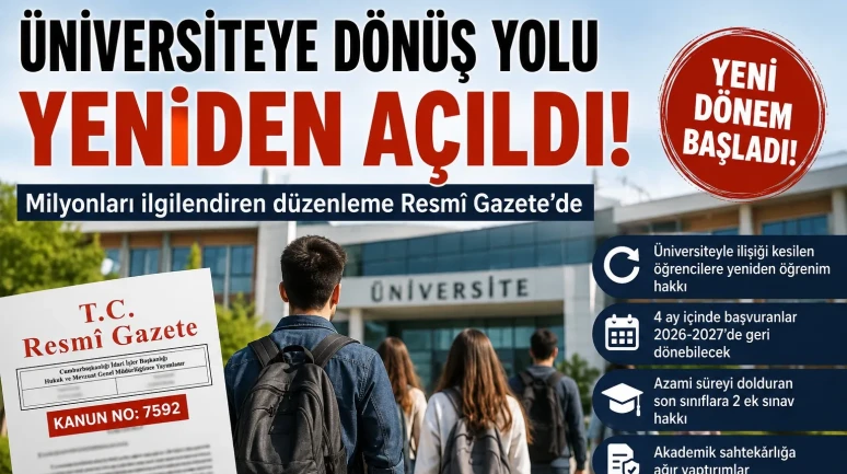 Üniversiteye dönüş yolu yeniden açıldı! Milyonları ilgilendiren düzenleme Resmî Gazete’de